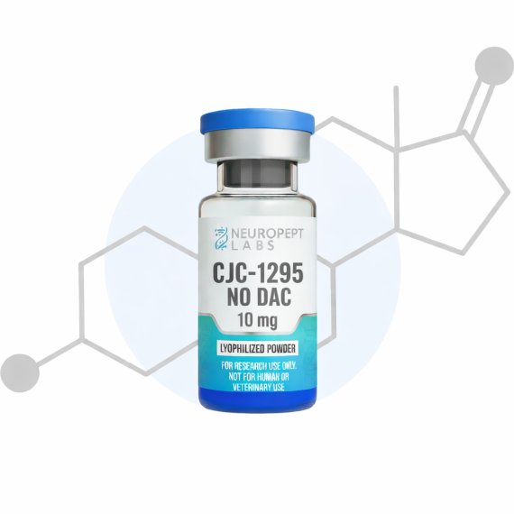 CJC-1295 NO DAC 10mg lyophilized research peptide in sterile laboratory vial for in-vitro use