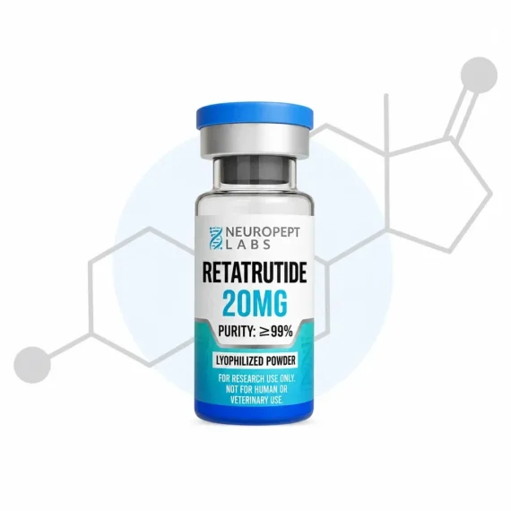 Retatrutide 20mg research peptide GLP-1 GIP glucagon triple agonist lyophilized powder vial for laboratory research