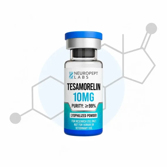 Tesamorelin 10mg research peptide GHRH analogue lyophilized powder vial for laboratory research